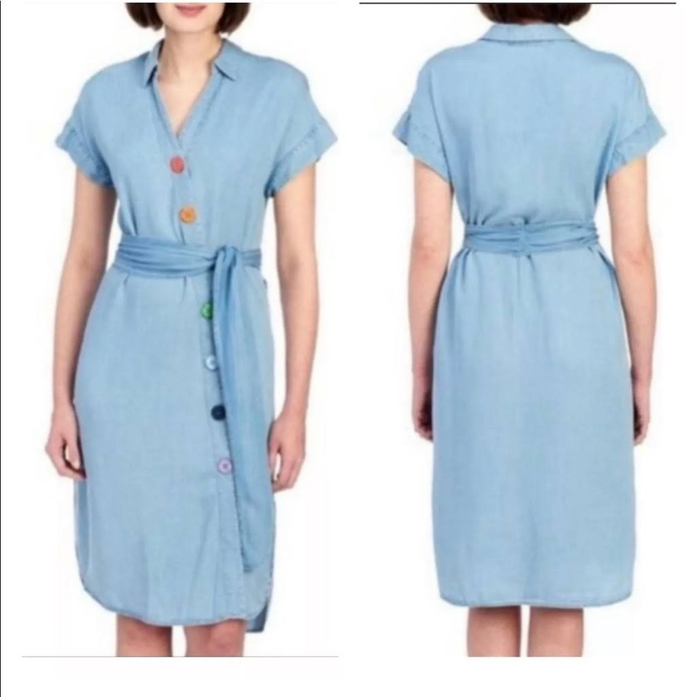 Denim Dress with Rainbow Buttons